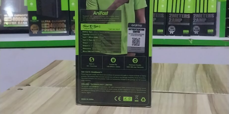Oraimo 10,000mAh power bank toast 10 byte.opb-p120d
