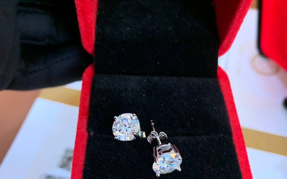 Diamond earrings and necklaces