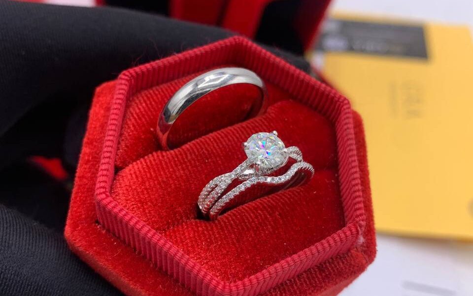 Diamond engagement and wedding rings