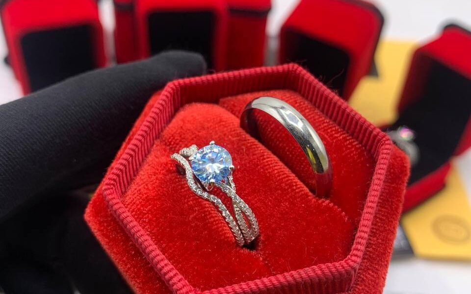 Diamond engagement and wedding rings