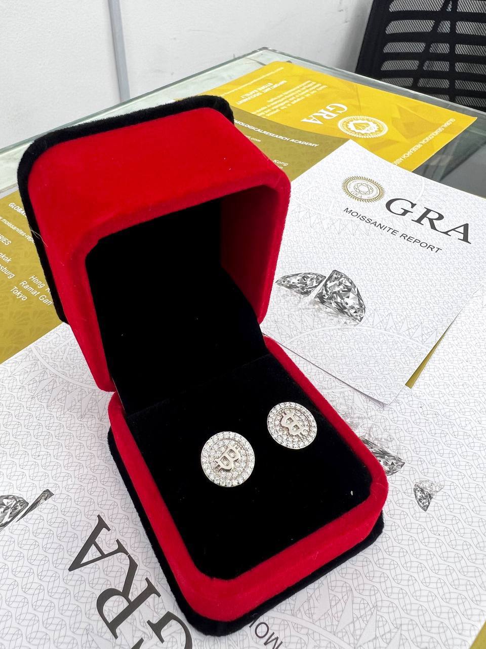 Diamond earrings and necklaces
