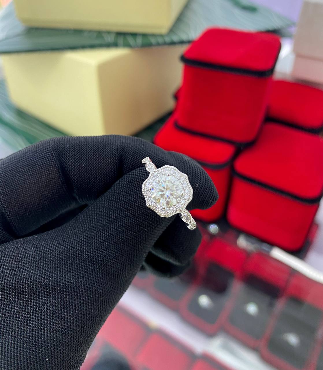 Diamond engagement and wedding rings