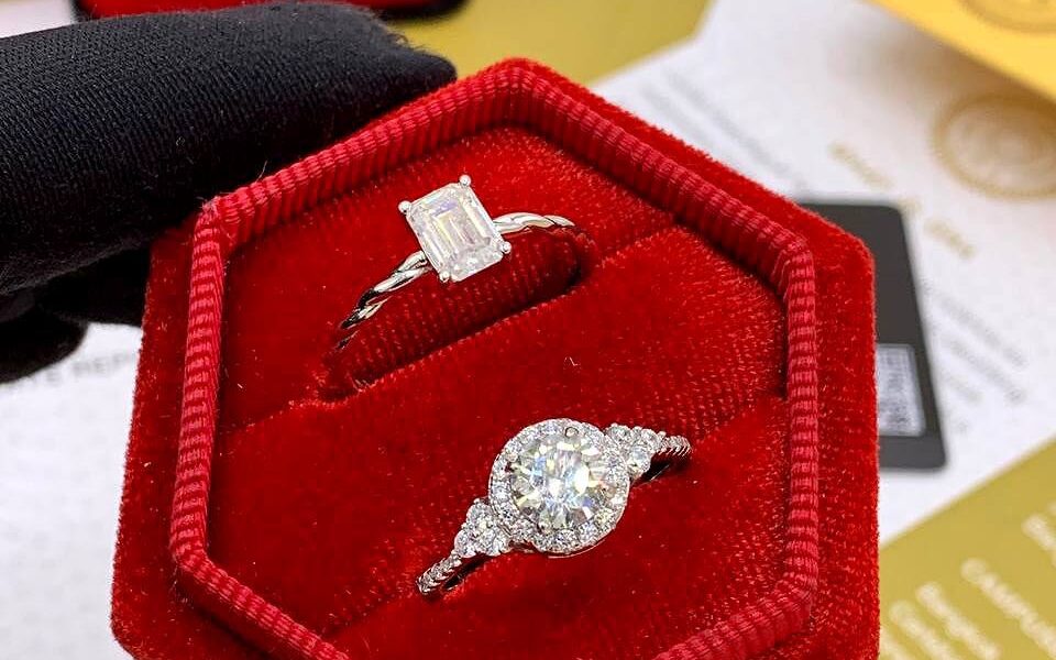 Diamond engagement and wedding rings