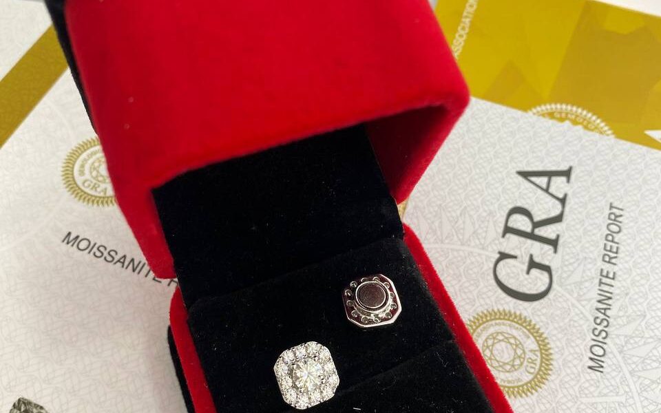 Diamond earrings and necklaces