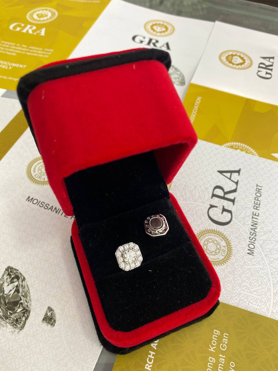 Diamond earrings and necklaces
