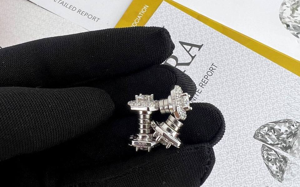 Diamond earrings and necklaces